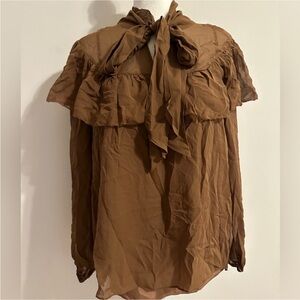 J Crew silky brown blouse